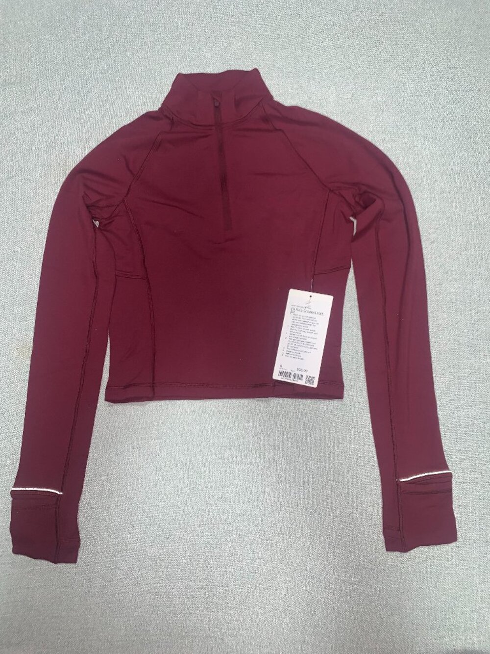 Lululemon NWT It's Rulu Cropped Half Zip Updated S Burgundy Bay